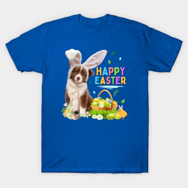 Happy Easter Dog Cute Australian Shepherd T-Shirt by Hypnotic Highs